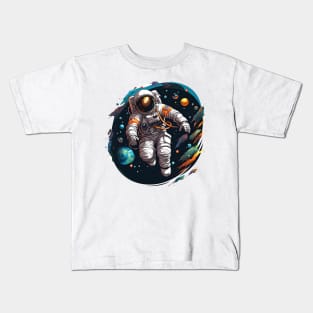 Colorful Astronaut in Space #9 Kids T-Shirt